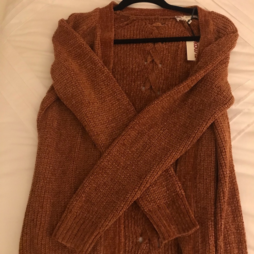 Braided Rust Orange Cardigan